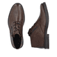 Dunkelbraune Rieker Herren Kurzstiefel 14609-25 aus Glattleder. Schuh von oben, liegend.