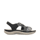 Schwarze Rieker Damen Trekkingsandalen 64889-00 mit einem Klettverschluss. Schuh Innenseite.