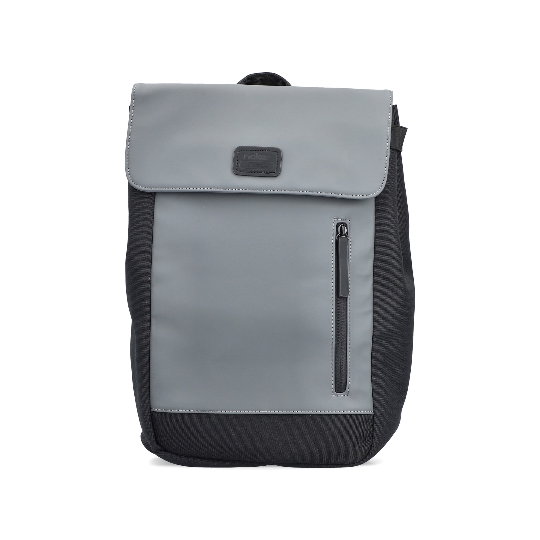 Sac à dos Rieker H5100-42 en gris avec fermeture velcro et compartiment rembourré pour ordinateur portable. Face avant.