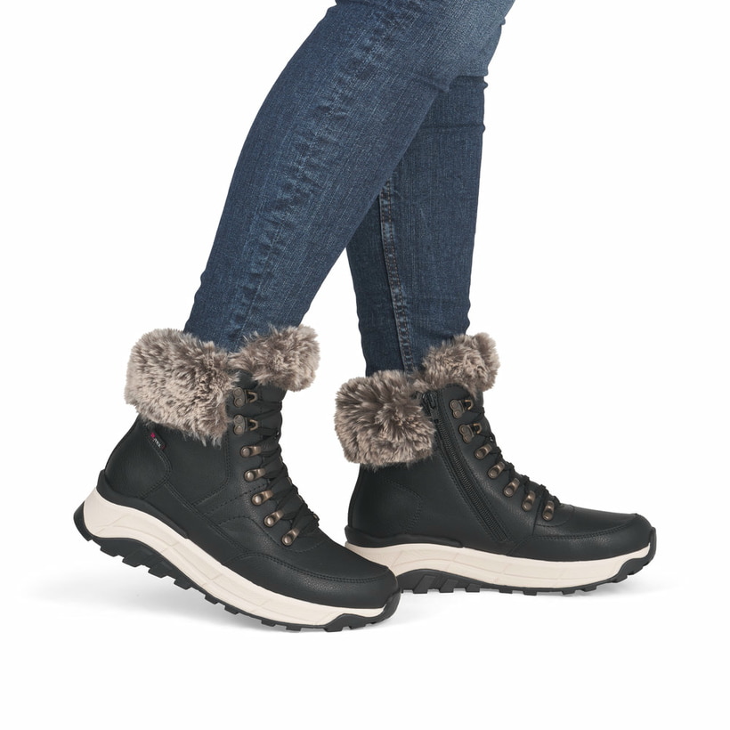 Bottines Rieker Pour Femme - Modèle Y8120, Cuir Synthétique, Imperméable RiekerTEX, Talon 4,5 Cm - Confortables Et Chaudes