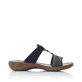 Blaue Rieker Damen Pantoletten 608K8-14 mit einem Klettverschluss. Schuh Innenseite.