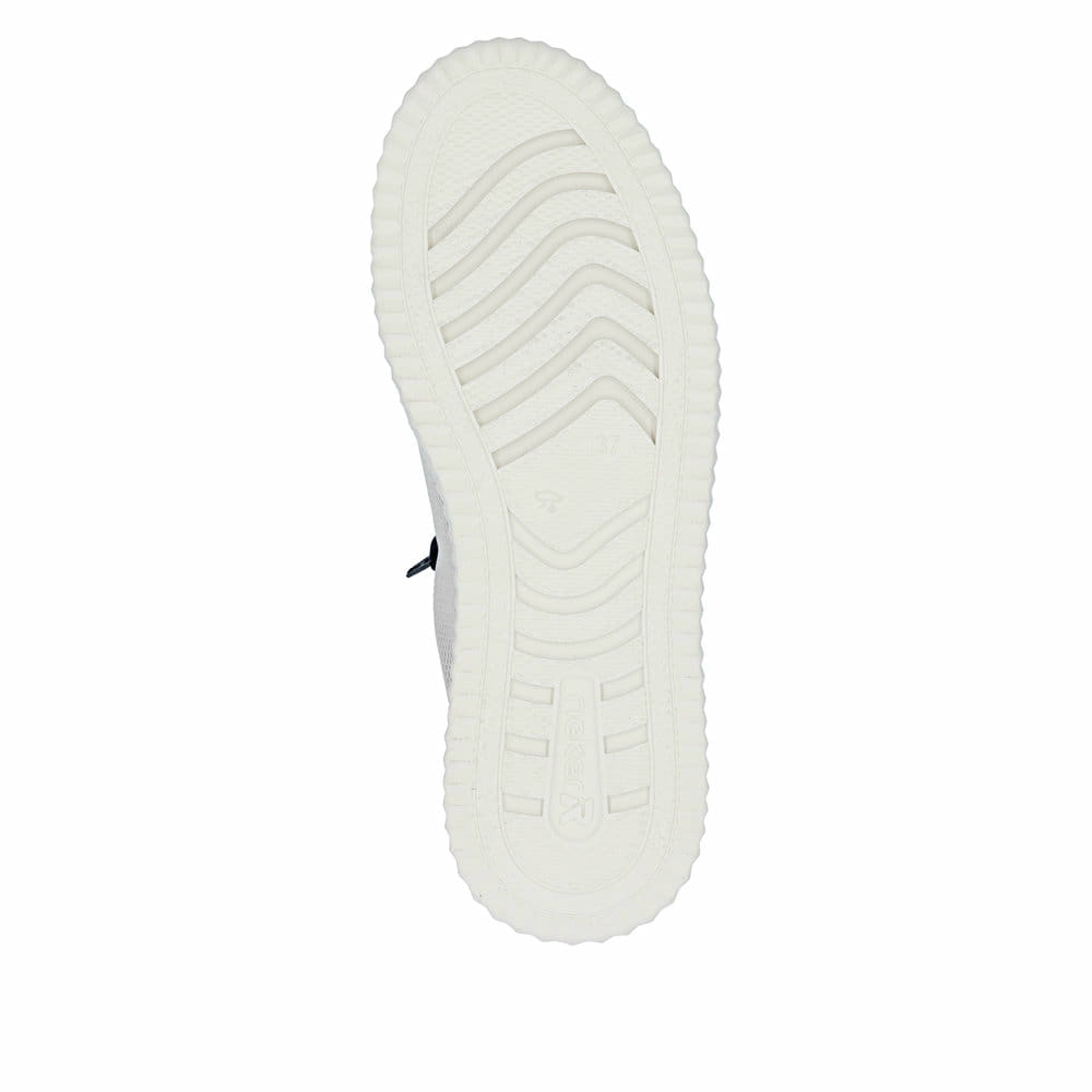 Beigeschwarze Rieker Damen Sneaker Low N9900-60 mit einem Reißverschluss. Schuh Laufsohle.