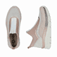 Rosane vegane Rieker Damen Sneaker High 48053-31 mit einem Reißverschluss. Schuh von oben, liegend.