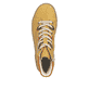 Ockerfarbene Rieker Damen Schnürstiefel N0711-68 mit farbenfrohen Details. Schuh von oben.