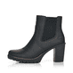 Tiefschwarze Rieker Damen Stiefeletten Y2574-00 mit Reißverschluss sowie Blockabsatz. Schuh Außenseite