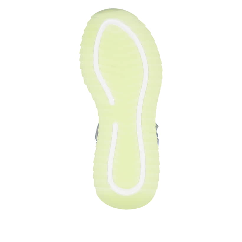 Blaue Rieker Damen Trekkingsandalen W2951-10 mit einem Klettverschluss. Schuh Laufsohle.