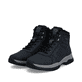 Dunkelblau-schwarze Rieker Herren Schnürstiefel 30201-14 mit Reißverschluss. Schuhpaar seitlich schräg.