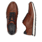 Braune Rieker Herren Sneaker Low B0503-24 mit modernen Ziernähten. Schuh von oben, liegend.