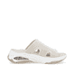 Beige vegane Rieker Damen Pantoletten W3150-60 mit einem Gummizug. Schuh Innenseite.