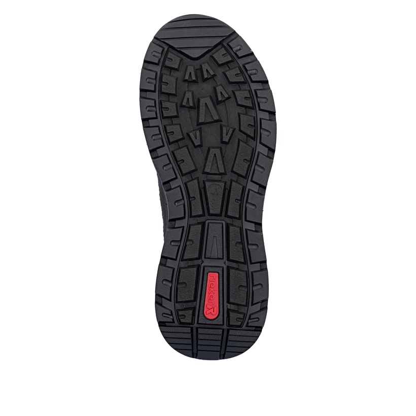 Mocassins Rieker noirs hommes 06155-00 avec membrane RiekerTEX hydrofuge. Semelle extérieure de la chaussure.