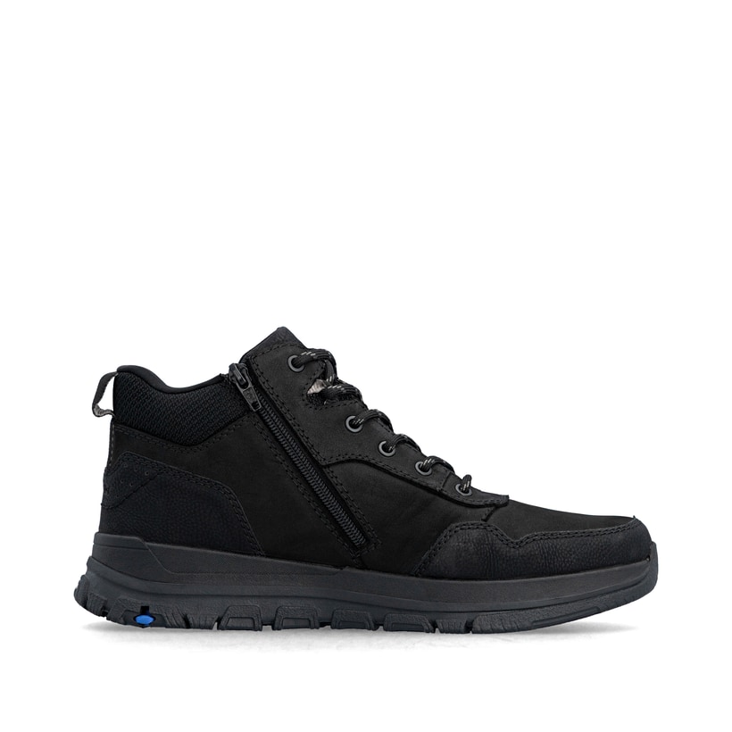 Schwarze Rieker Herren Schnürstiefel B9502-00 mit dem umdrehbaren Glacier Grip. Schuh Innenseite.