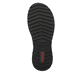 Graue Rieker Damen Slipper 51568-45 mit Gummischnürung sowie geprägtem Logo. Schuh Laufsohle.