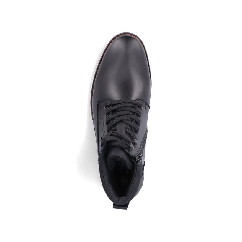 Bottes à lacets Rieker noires pour homme F4544-00 avec membrane RiekerTEX. Chaussure vue de dessus.
