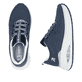 Blaue vegane Rieker Damen Sneaker Low W2701-14 mit einer Schnürung. Schuh von oben, liegend.