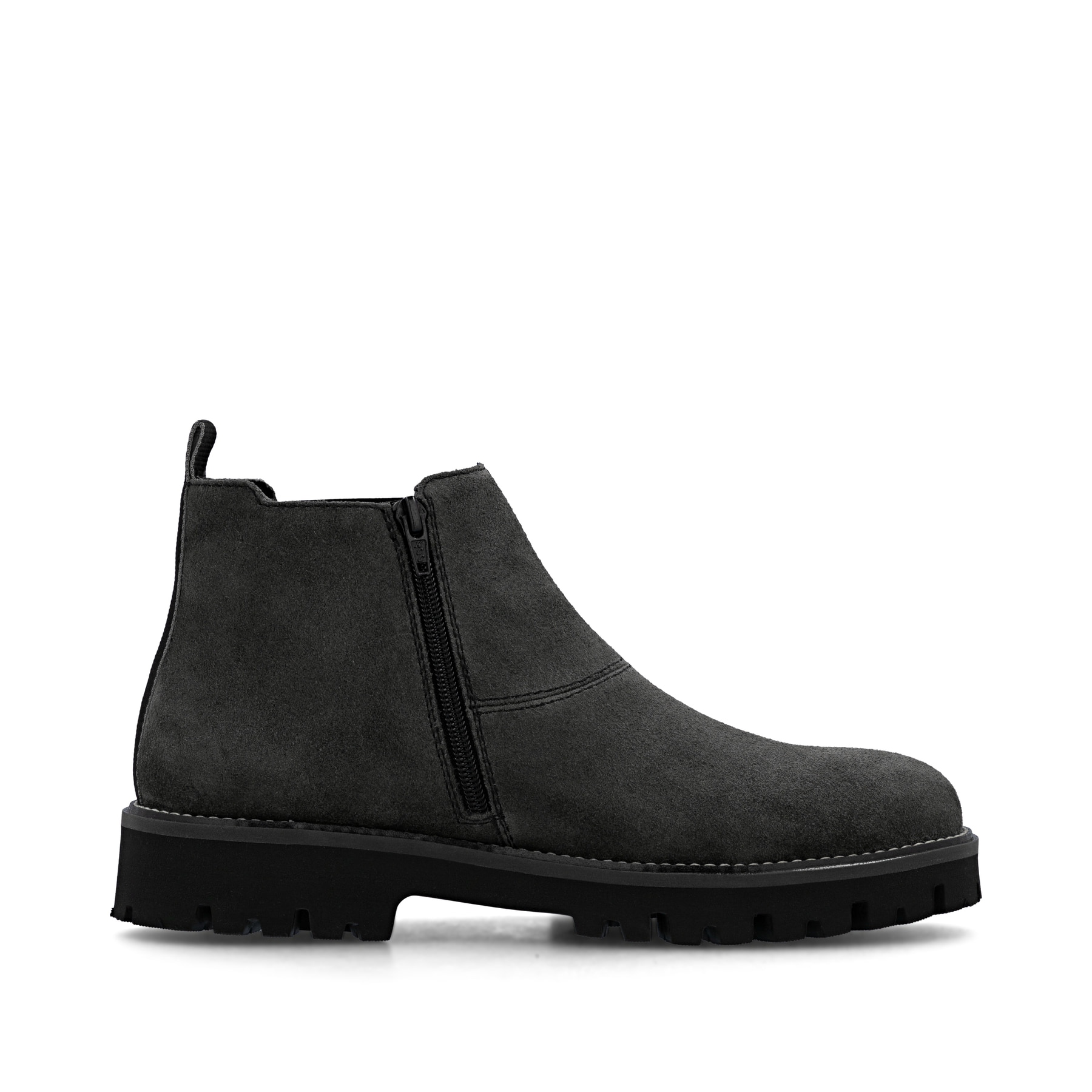 Graue Rieker Herren Chelsea Boots 30453-45 aus Rauleder mit einem Reißverschluss. Schuh Innenseite.