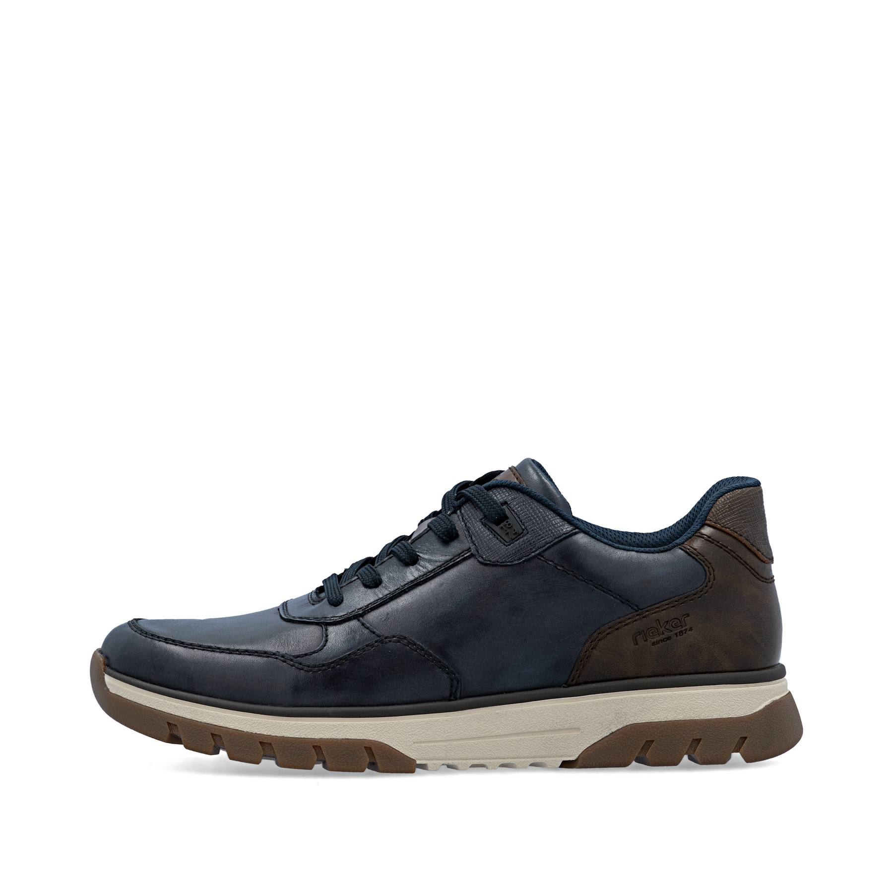 Blaue Rieker Herren Sneaker Low B9301-14 aus Glattleder mit einem Reißverschluss. Schuh Außenseite.