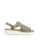 Grüne Rieker Keilsandaletten 69262-52 mit modischen Raffungen sowie Gummizug. Schuh Innenseite.
