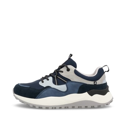 Blaue Rieker Herren Sneaker Low U1301-14 mit Schnürung sowie flexibler Sohle. Schuh Außenseite.