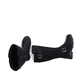 Schwarze Rieker Damen Hochschaftstiefel 73292-00 mit einem Reißverschluss. Schuh von oben, liegend.