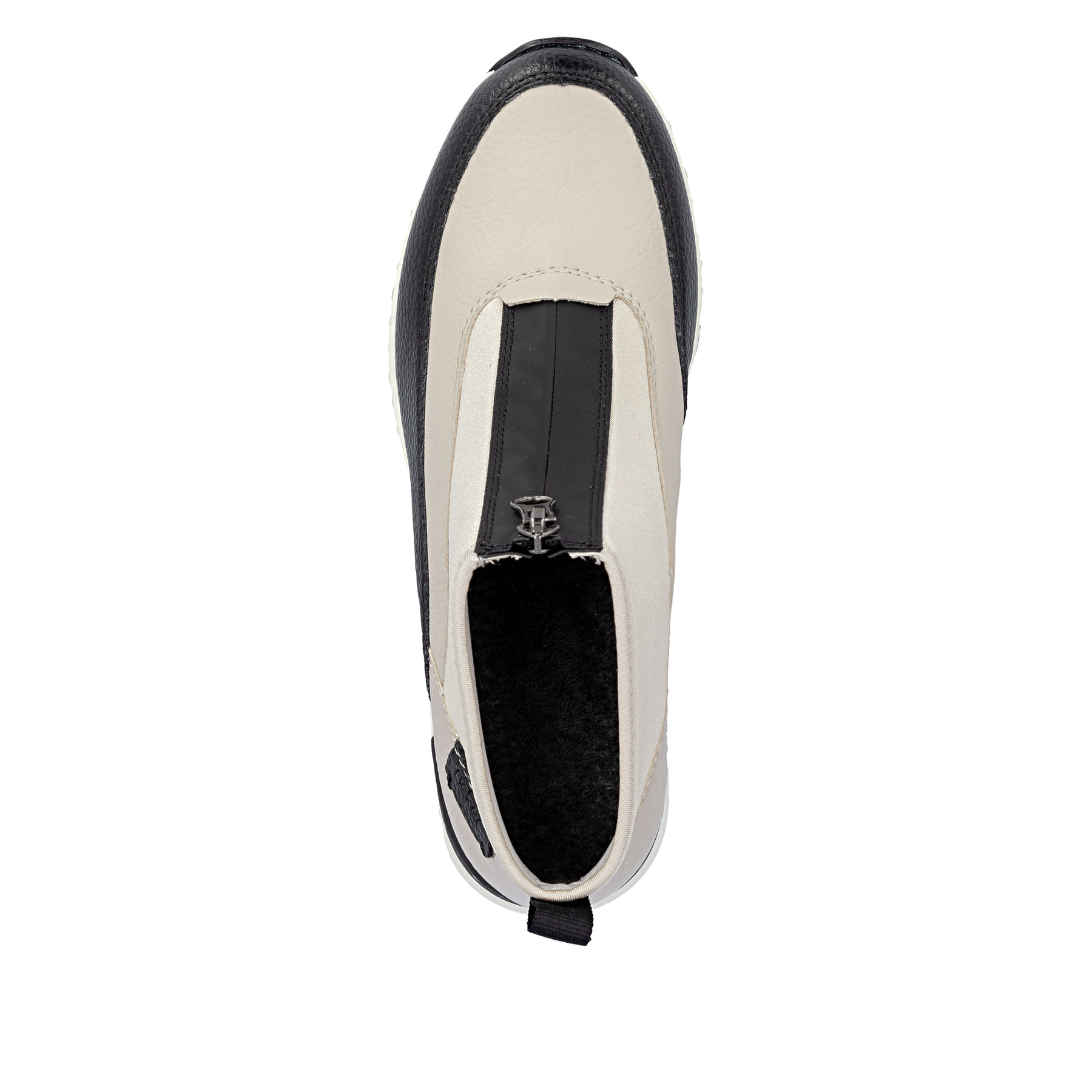 Baskets montantes Rieker beiges pour femme N6352-60 avec fermeture éclair. Semelle extérieure de la chaussure.