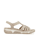 Beige Rieker Damen Riemchensandalen 66201-62 mit Schmuckelementen sowie Gummizug. Schuh Innenseite.
