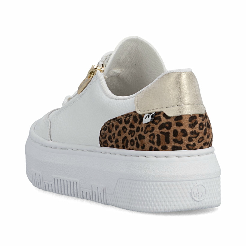 Weiße Rieker Damen Sneaker Low M1900-80 aus Glattleder. Schuh von hinten.