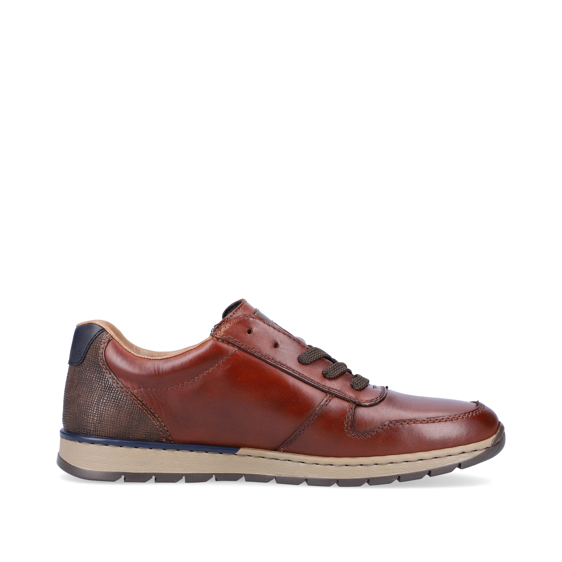 Baskets basses Rieker marron pour homme B2112-25 en cuir lisse. Chaussure vue de l'arrière.