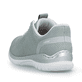 Mintgrüne Rieker Damen Slipper L3262-52 mit easy Hineinschlüpf-Möglichkeit. Schuh von hinten.