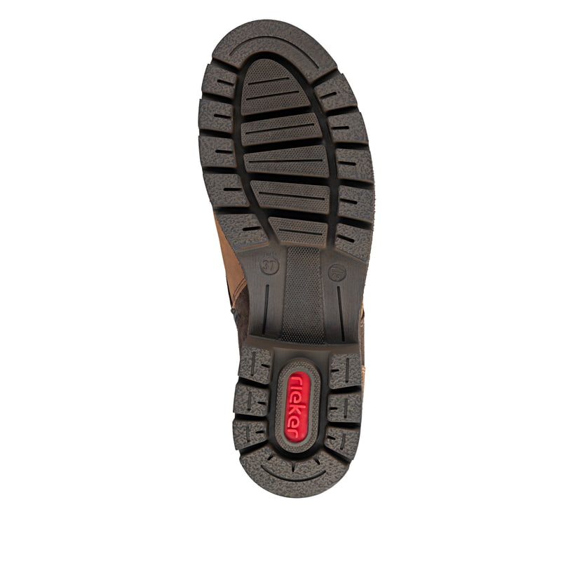 Braune Rieker Damen Schnürstiefel Y8101-25 aus Rauleder. Schuh Laufsohle.