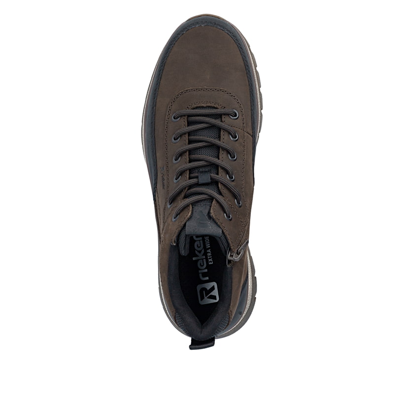 Schwarz-dunkelbraune Rieker Herren Sneaker High B9303-25 aus Rauleder. Schuh von oben.
