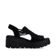Schwarze Rieker Damen Sandalen 68075-00 mit einem Gummizug. Schuh Innenseite.