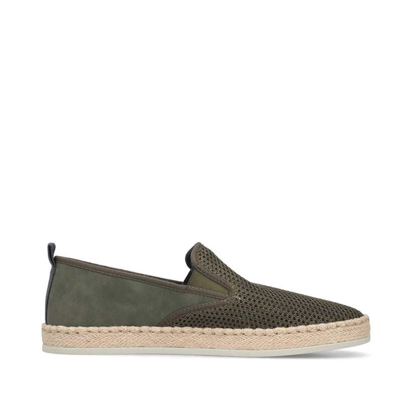 Mocassins Rieker verts pour homme B2661-54 avec bande élastique. Côté intérieur de la chaussure.