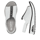 Weiße Rieker Keilsandaletten 65615-80 mit Rieker Air Sohlenfenster. Schuh von oben, liegend.