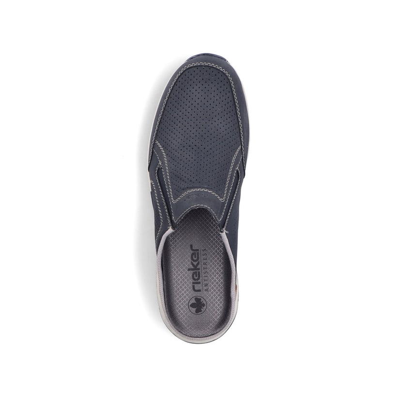 Sabots Rieker bleus pour homme B0760-14 avec bande élastique. Chaussure vue de dessus.