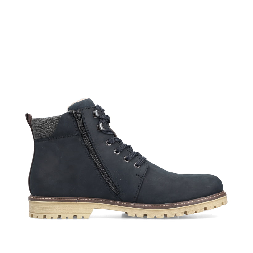 Blaue Rieker Herren Schnürstiefel F3610-14 mit wasserabweisender TEX-Membran. Schuh Innenseite.