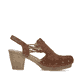 Braune Rieker Slingpumps 66775-24 aus Rauleder mit handgestickten Nähten. Schuh Innenseite.