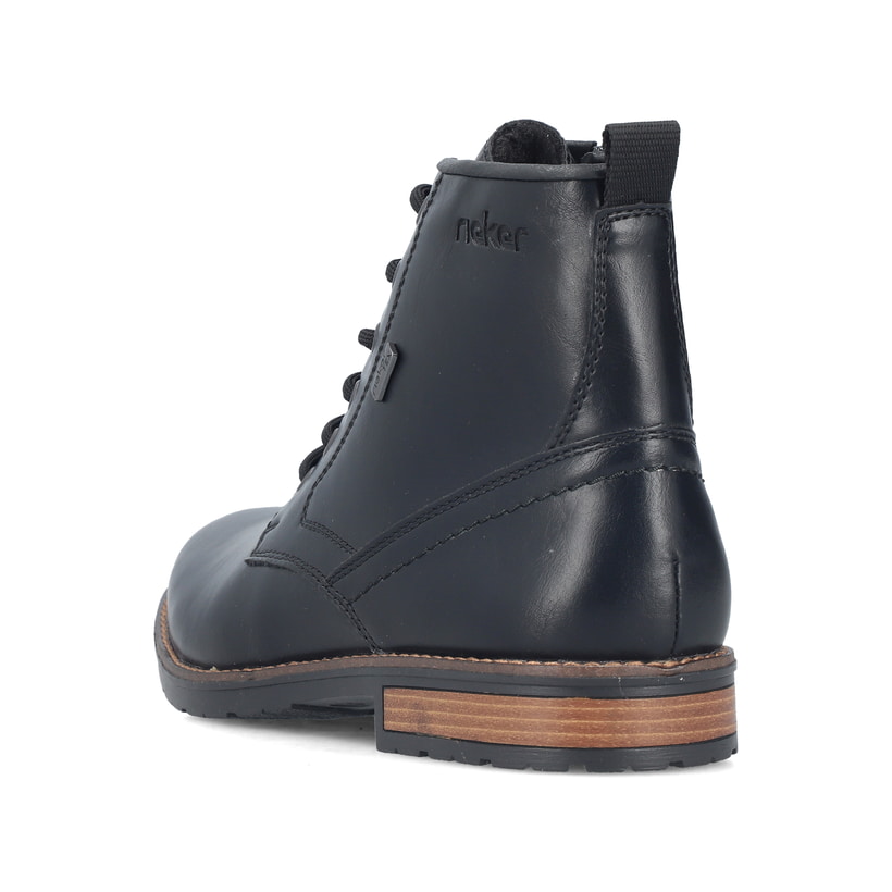 Schwarze Rieker Herren Schnürstiefel 14631-00 mit wasserabweisender TEX-Membran. Schuh von hinten.