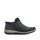 Schwarze Rieker Damen Kurzstiefel N3258-00 mit einem Reißverschluss. Schuh Innenseite.