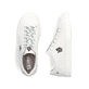 Weißer Rieker Herren Sneaker Low U0711-80 Schwenninger Wild Wings x Rieker Edition mit Eishockey-Schnürung und Wild Wings Logo. Schuh von oben, liegend.