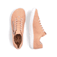 Orangene Rieker Damen Slipper 52826-38 mit Reißverschluss sowie Löcheroptik. Schuh von oben, liegend.