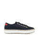 Blaue Rieker Damen Sneaker Low M2926-14 mit Schnürung sowie weißem Logo. Schuh Innenseite.