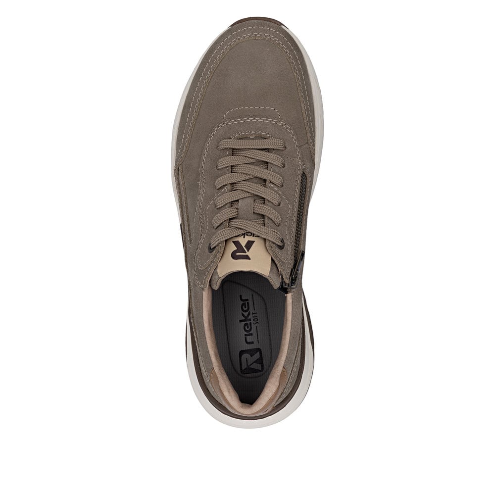 Baskets basses Rieker beiges pour homme 06100-64 en cuir lisse. Chaussure vue de dessus.