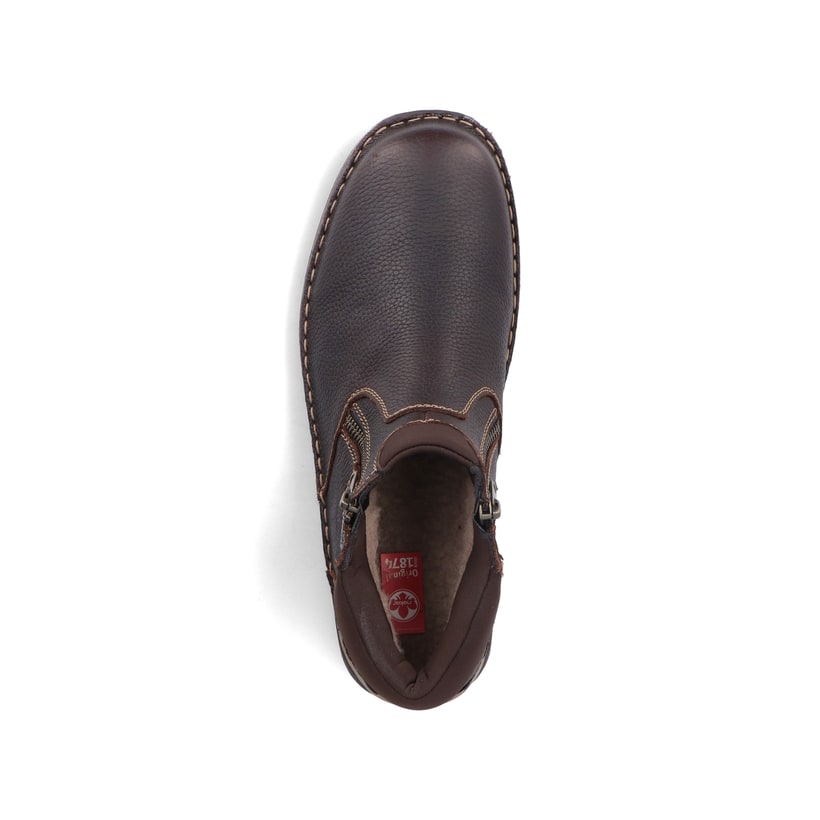 Braune Rieker Herren Kurzstiefel 05362-25 aus Glattleder. Schuh von oben.