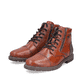 Bottes à lacets Rieker marron pour homme 13704-24 en cuir lisse. Chaussures inclinées sur le côté.