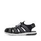 Stahlblaue Rieker Herren Trekkingsandalen 25246-14 mit einem Klettverschluss. Schuh Außenseite.