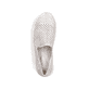 Beige Rieker Damen Loafer N8155-60 in Löcheroptik mit einem Gummizug. Schuh von oben.