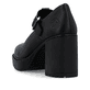 Schwarze Rieker Pumps Y4160-00 mit einer Schnalle sowie der Komfortweite G. Schuh von hinten.