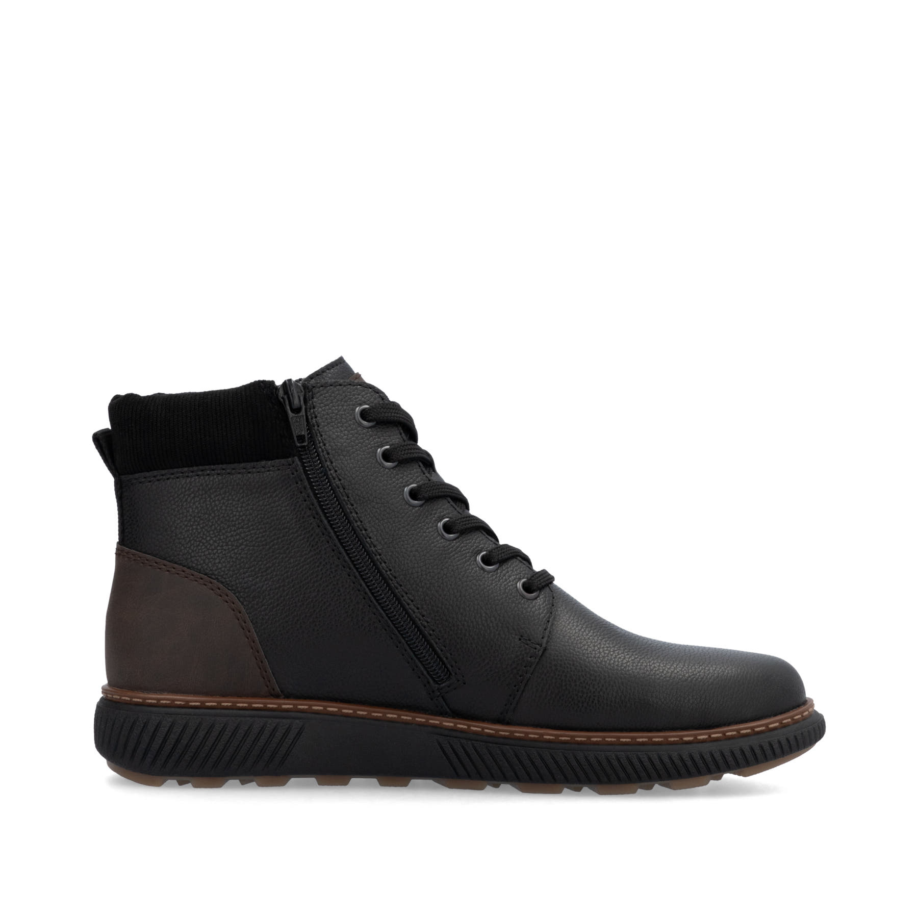 Schwarze Rieker Herren Schnürstiefel B3343-00 aus Glattleder. Schuh Innenseite.