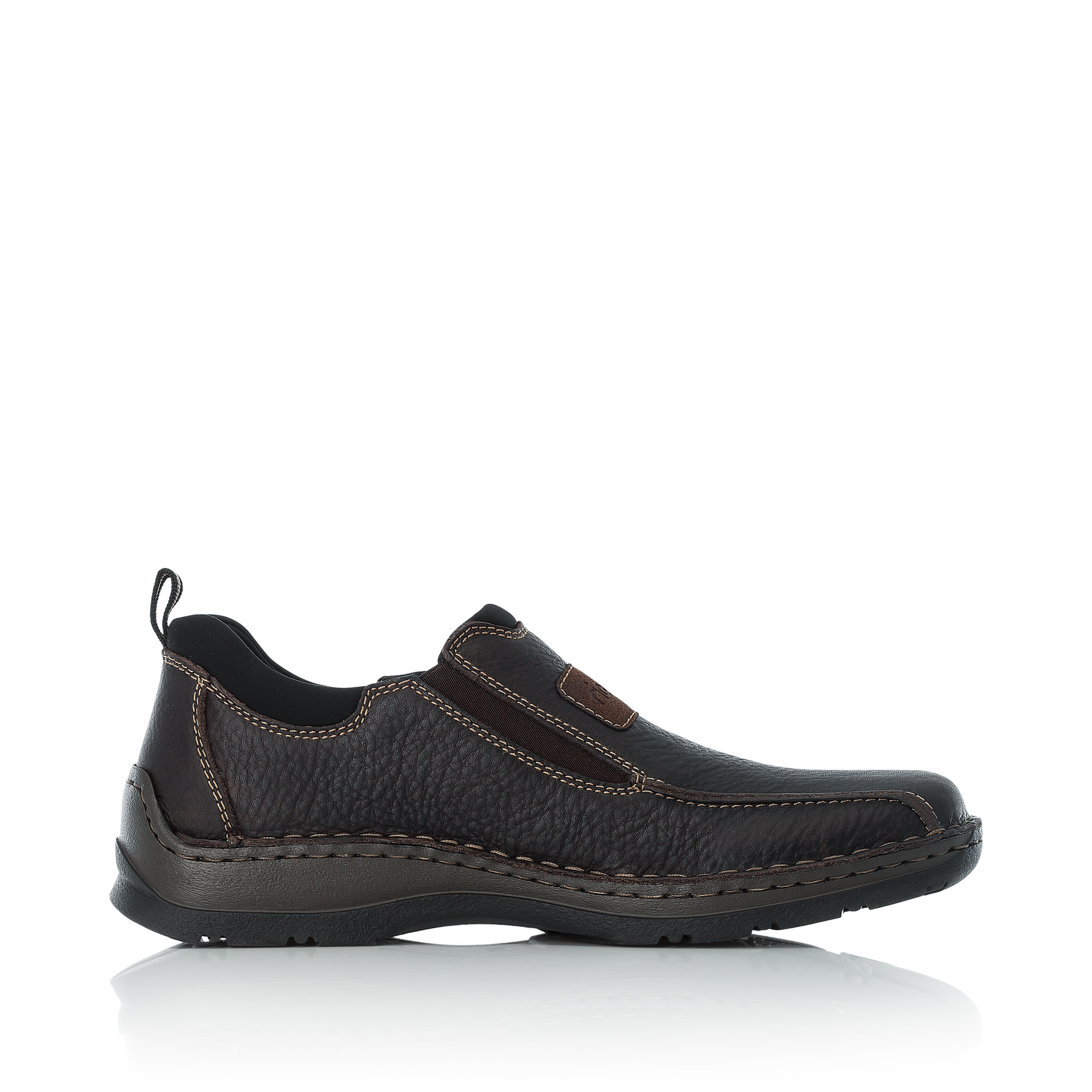 Dunkelbraune Rieker Herren Slipper 05363-25 aus Glattleder. Schuh Innenseite.