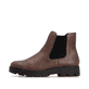 Chelsea Boots Rieker marron pour femmes 43072-22 avec fermeture éclair. Côté extérieur de la chaussure.